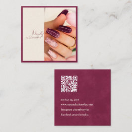 Modern Elegant Fuchsia Velvet Vierkante Visitekaartje