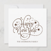 Modern Elegant Gelukkig Nieuwjaar Script Kaart (Voorkant)