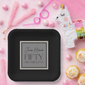 Modern Elegant Gentlemen's Vijftig & Fabulous Papieren Bordje (Feest)