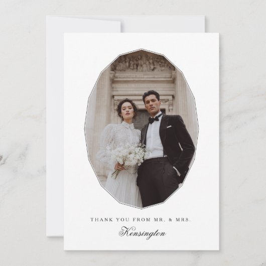 Modern Elegant Geometric Photo Wedding Bedankkaart (Voorkant)