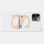 Modern Elegant Gepersonaliseerd Roze Monogram Init Case-Mate iPhone Case (Achterkant (horizontaal))