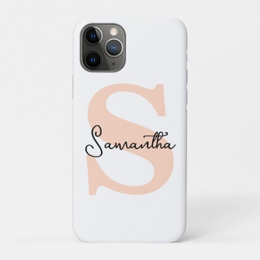 Modern Elegant Gepersonaliseerd Roze Monogram Init Case-Mate iPhone Case (Achterkant)