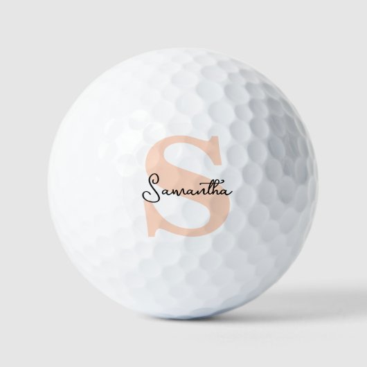 Modern Elegant Gepersonaliseerd Roze Monogram Init Golfballen (Voorkant)