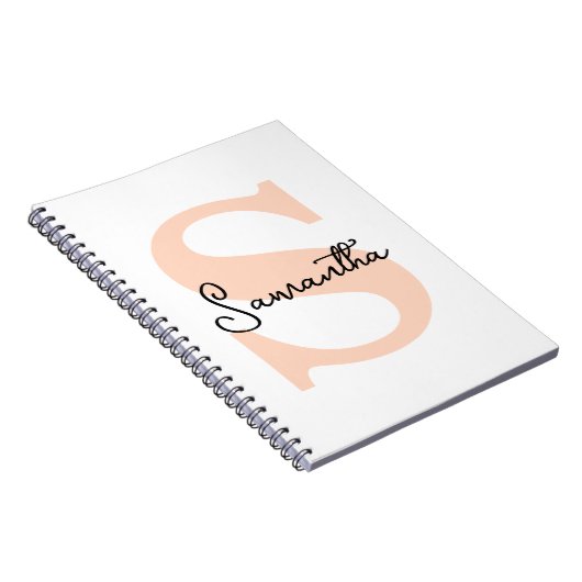 Modern Elegant Gepersonaliseerd Roze Monogram Init Notitieboek (Rechterzijde)