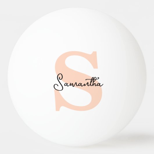 Modern Elegant Gepersonaliseerd Roze Monogram Init Pingpongballen (Voorkant)