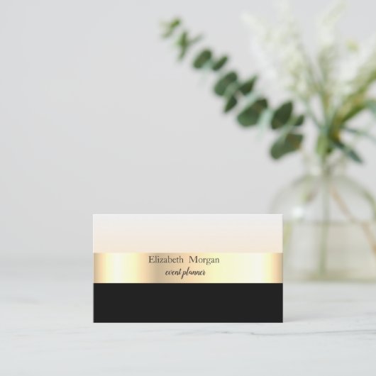 Modern elegant gestreept stijlvol zwart, goud visitekaartje (Staand voorkant)