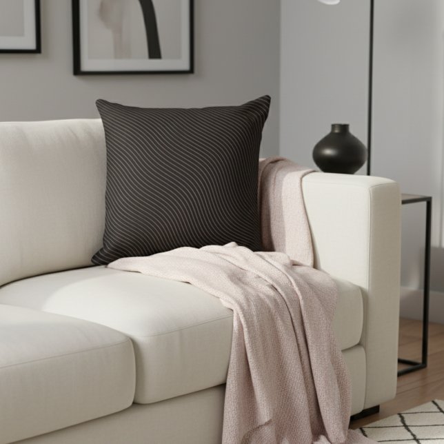 Modern Elegant Gestreept Zwart Kussen (Creator heeft geüpload)
