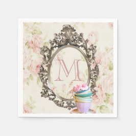 Modern Elegant Girly Bloemen Party Monogram Servetten
