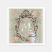 Modern Elegant Girly Bloemen  Party Monogram Servetten (Voorkant)