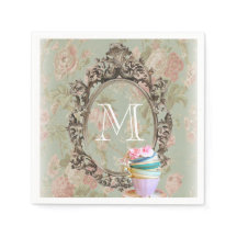 Modern Elegant Girly Bloemen  Party Monogram