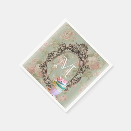 Modern Elegant Girly Bloemen  Party Monogram Servetten (Hoek)