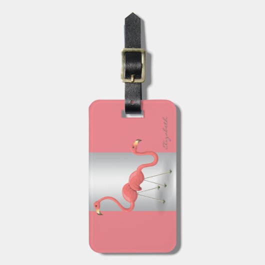 Modern Elegant Girly, Flamingos Bagagelabel (Voorkant verticaal)