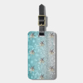 Modern Elegant Girly, Glittery, Bokeh, Starfish Bagagelabel (Voorkant verticaal)