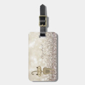 Modern Elegant Girly, Glittery, Bokeh, Whimsical C Bagagelabel (Voorkant verticaal)