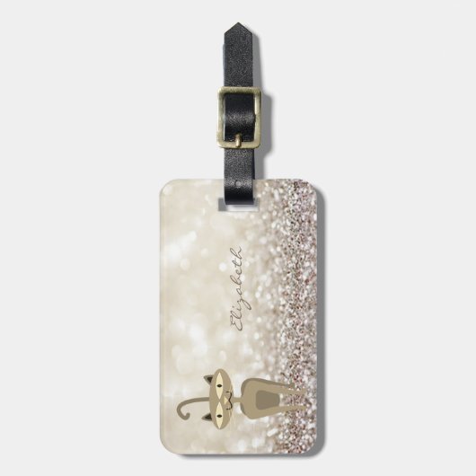 Modern Elegant Girly, Glittery, Bokeh, Whimsical C Bagagelabel (Voorkant verticaal)