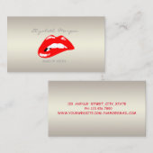 Modern Elegant Girly Professional, Red Lips Visitekaartje (Voorkant / Achterkant)