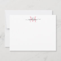 Modern elegant Girly Script Blush Pink Monogram