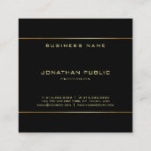 Modern Elegant Glam Gold Monogram Plain Luxe Vierkante Visitekaartje (Achterkant)