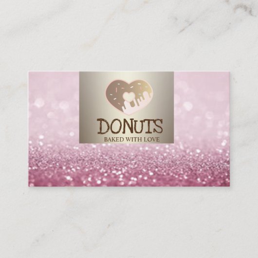 Modern Elegant, Glitter Bokeh, Donuts, Bakery Visitekaartje (Voorkant)