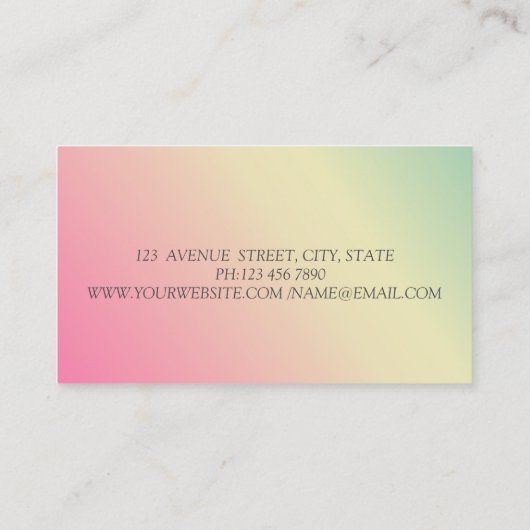 Modern Elegant Glitter Bokeh Ombre Macarons Visitekaartje (Achterkant)