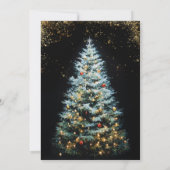 Modern Elegant Glitter Christmas Tree Party Kaart (Achterkant)
