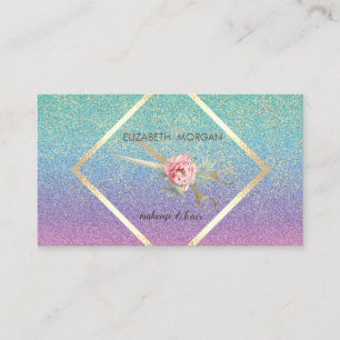 Modern Elegant,Glitter,Frame,Confetti, Schaar Visitekaartje