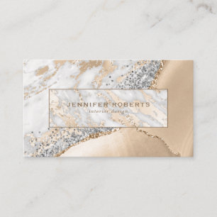 Modern elegant Glitter Gold Marble Interior-ontwer Visitekaartje