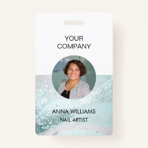 Modern, elegant, glitter medewerker rond Foto ID Badge