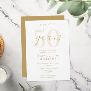 Modern Elegant Gold 50th Wedding Jubileum Kaart
