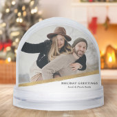 Modern Elegant Gold Brushstroke Photo Snow Globe Sneeuwbol