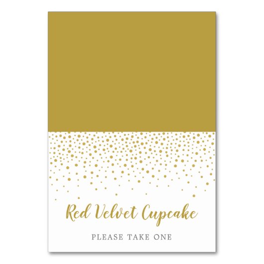 Modern Elegant Gold Confetti Wedding Buffet Label Kaart (Voorkant)