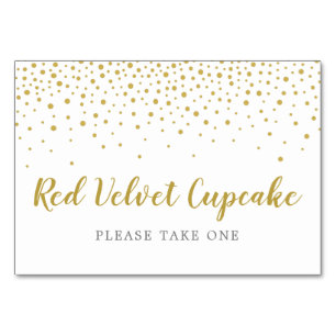 Modern Elegant Gold Confetti Wedding Buffet Label Kaart