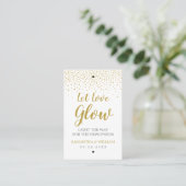 Modern Elegant Gold Confetti Wedding Glow Stick Visitekaartje (Staand voorkant)
