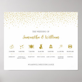 Modern Elegant Gold Confetti Wedding Tijdstip Teke Poster