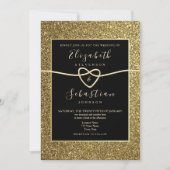 Modern Elegant Gold en Black Wedding Kaart (Voorkant)