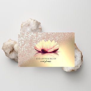 Modern Elegant Gold Glitter Bokeh Ombre Lotus Visitekaartje