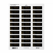 Modern elegant Gold Glitter Confetti Script Black Etiket (Full Sheet)