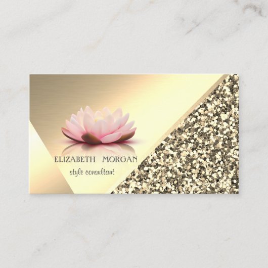 Modern Elegant Gold Glitter, Geometric, Lotus Visitekaartje (Voorkant)