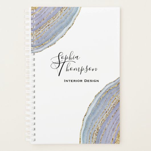 Modern Elegant Gold Lavender Geode Agate - Planner (Voorkant)