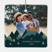 Modern Elegant Gold Mountains Keramisch Ornament (Achterkant)