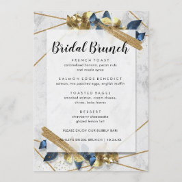 Modern Elegant Gold Navy Bridal Brunch Menu