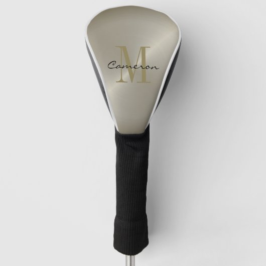 Modern Elegant Gold On Silver  Personalized Gift Golfheadcover (Voorkant)