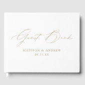 Modern Elegant Gold Script Photo Wedding Gastenboek (Voorkant)