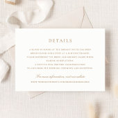 Modern Elegant Gold Script Wedding Details Invoege Kaart