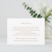 Modern Elegant Gold Script Wedding Details Invoege Kaart (Staand voorkant)