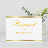 Modern Elegant Gold Script Wedding Reserved Sign (Staand voorkant)