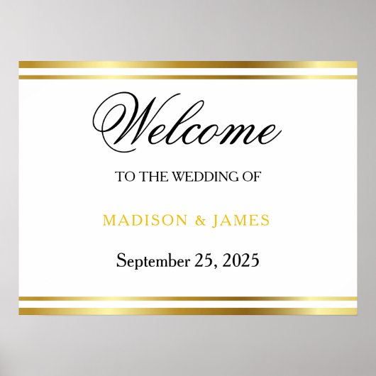 Modern Elegant Gold Script Wedding Welcome Poster (Voorkant)