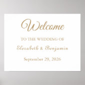 Modern Elegant Gold Script Wedding Welcome Poster (Devant)