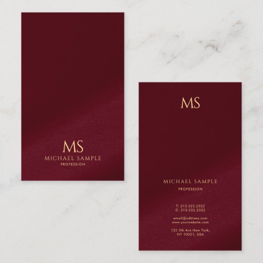 Modern Elegant Gold Text Monogram Vertical Oceania Visitekaartje (Voorkant / Achterkant)