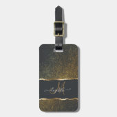 Modern Elegant Gold Touch Monogram Bagagelabel (Voorkant verticaal)